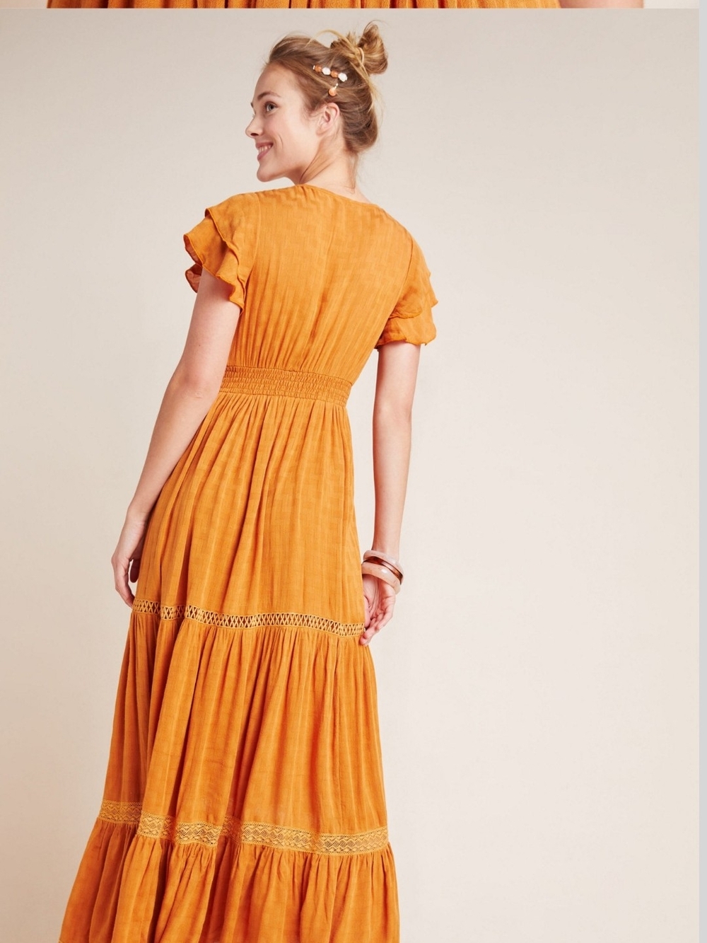 Maeve Rust Maxi Dress with Multicolor Floral Embroidery - Picture 6 of 7